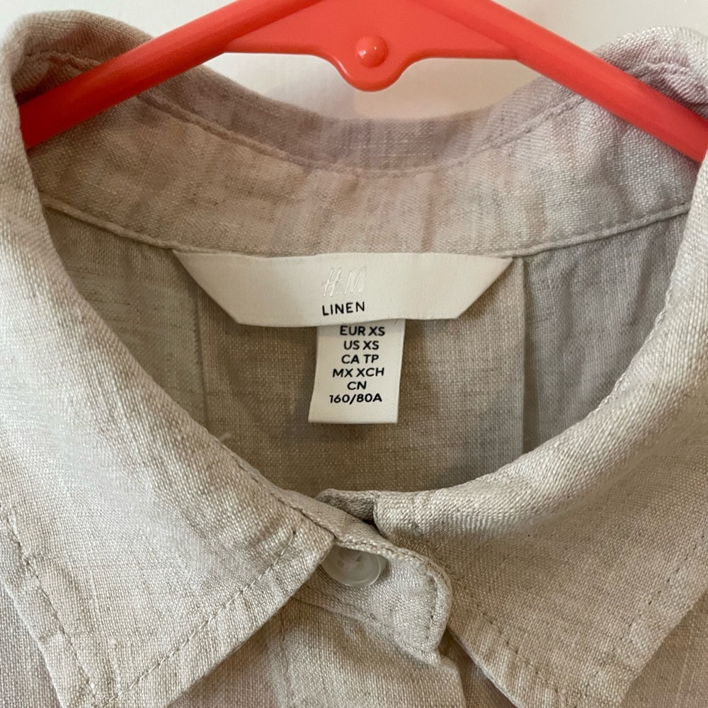 H&M 100% Linen Crop Blouse - Picture 3 of 8